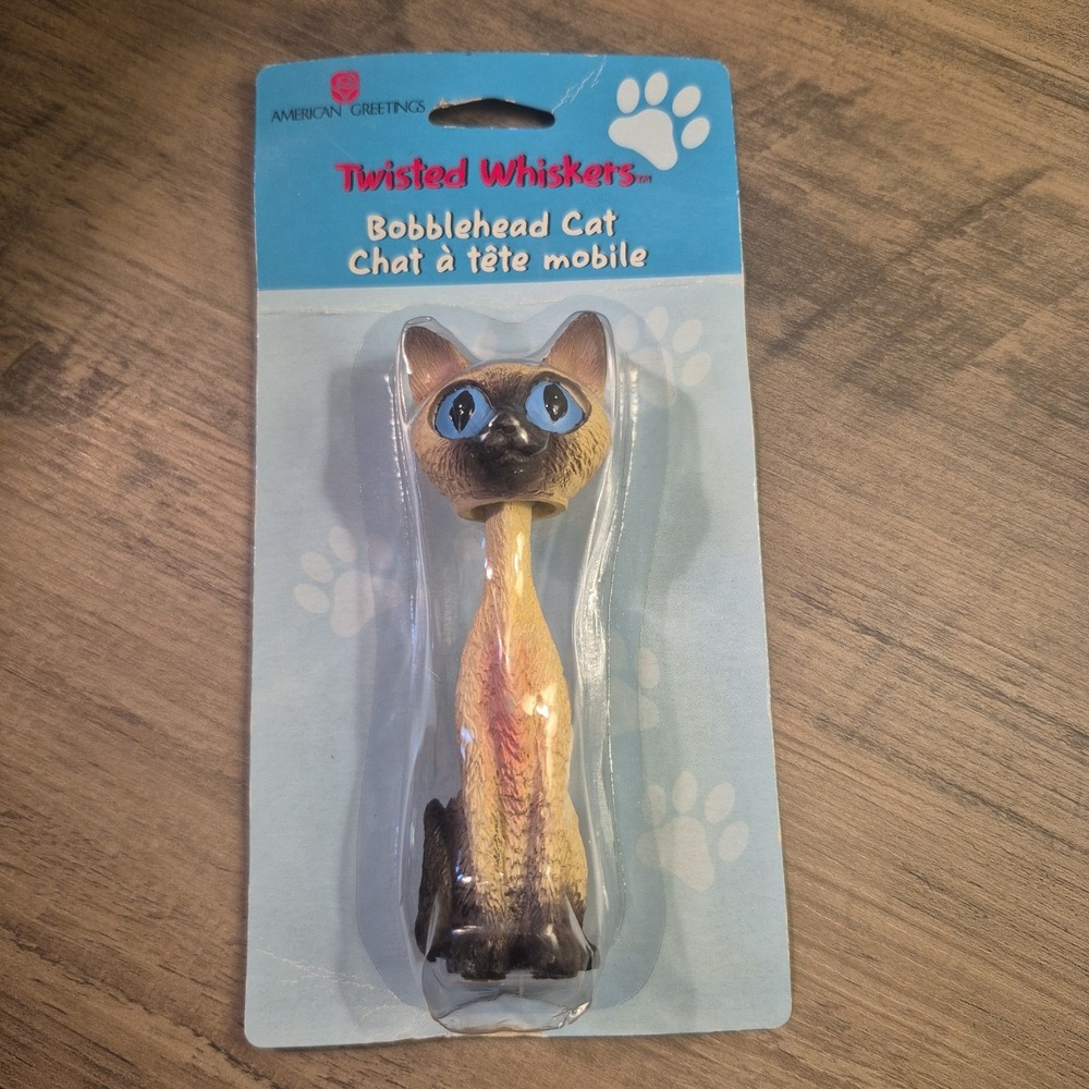 Twisted Whiskers Princess Siamese Cat Bobblehead - Cat Kitty - White Black Blue